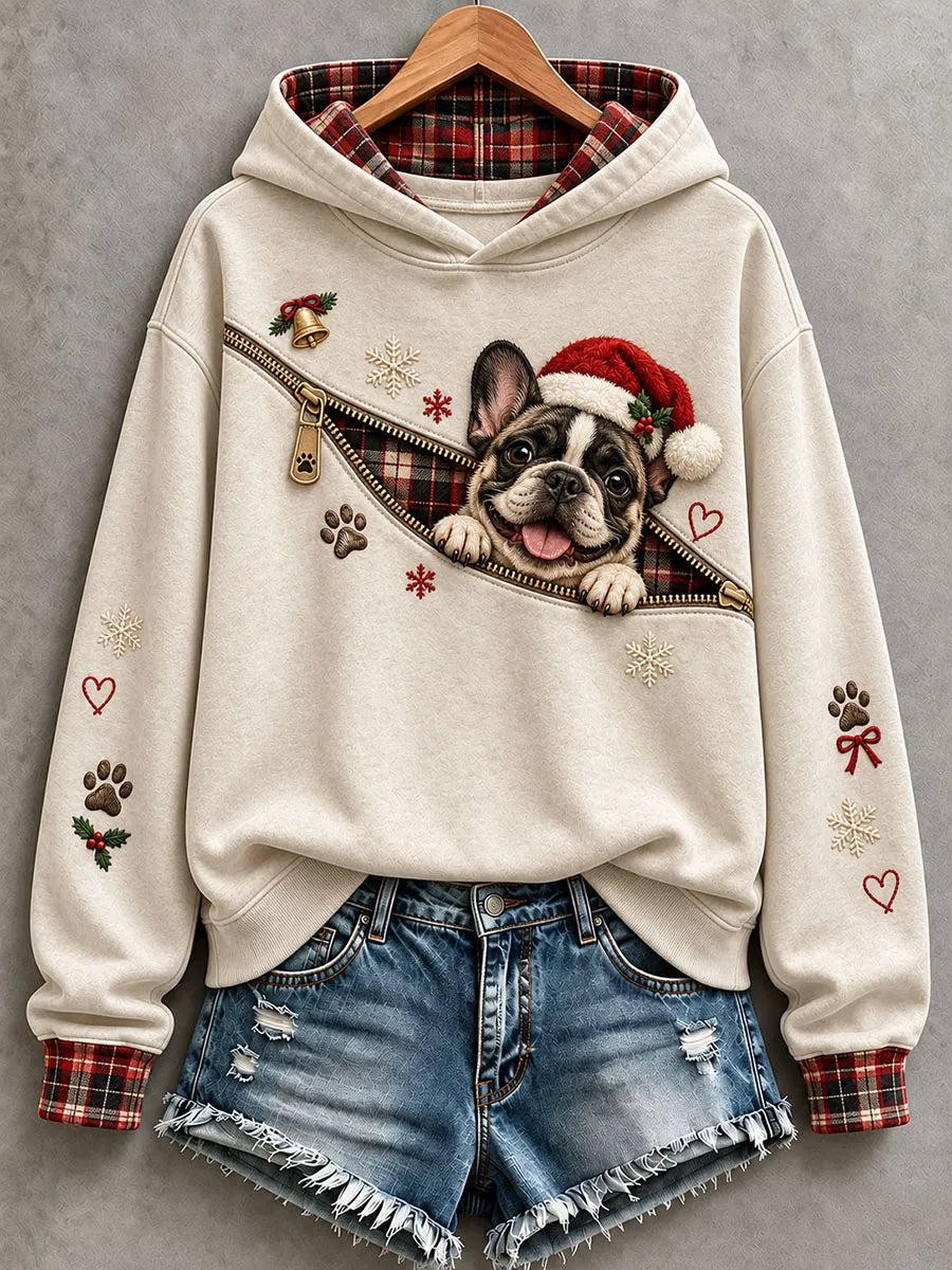 Women's Christmas French Bulldog Pattern Hoodie