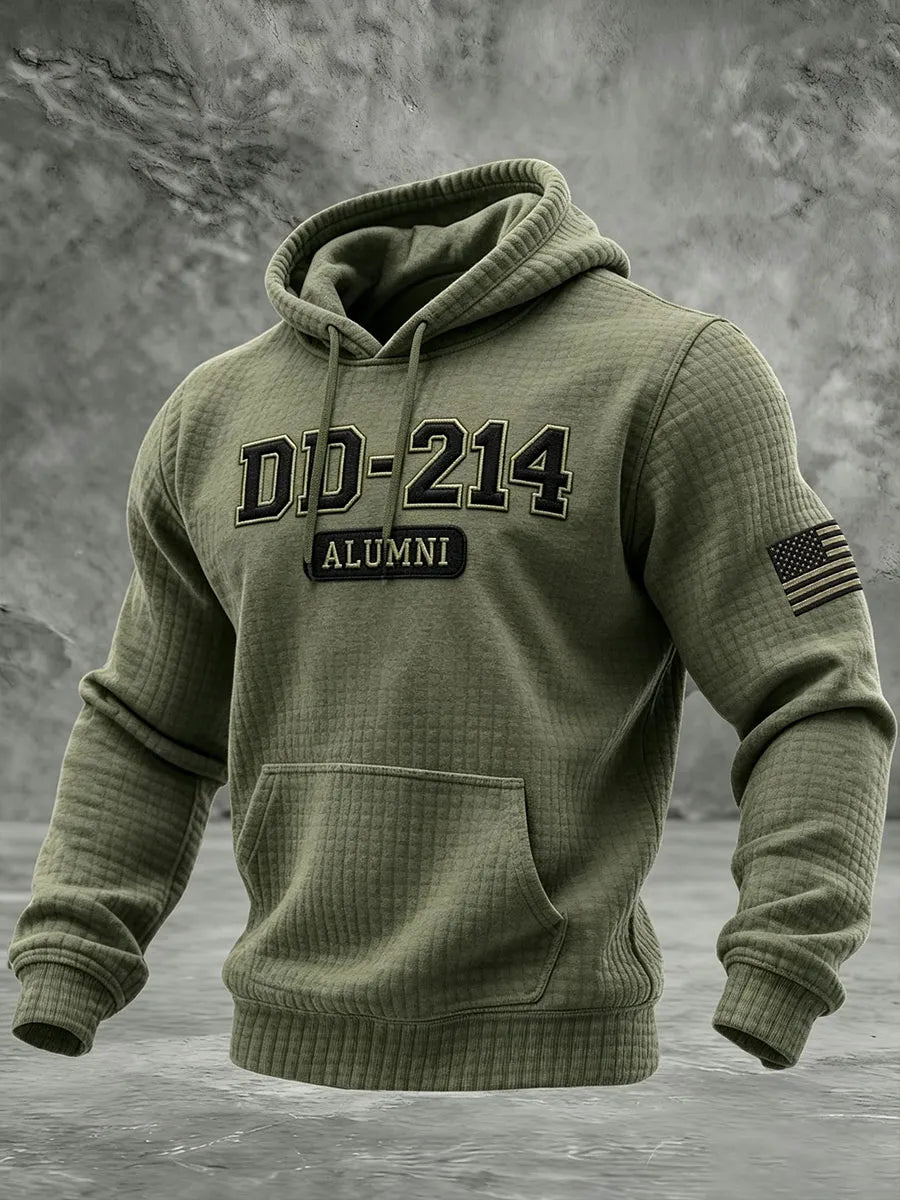 Men's DD-214 Alumni Print Checkered Cotton Hoodie