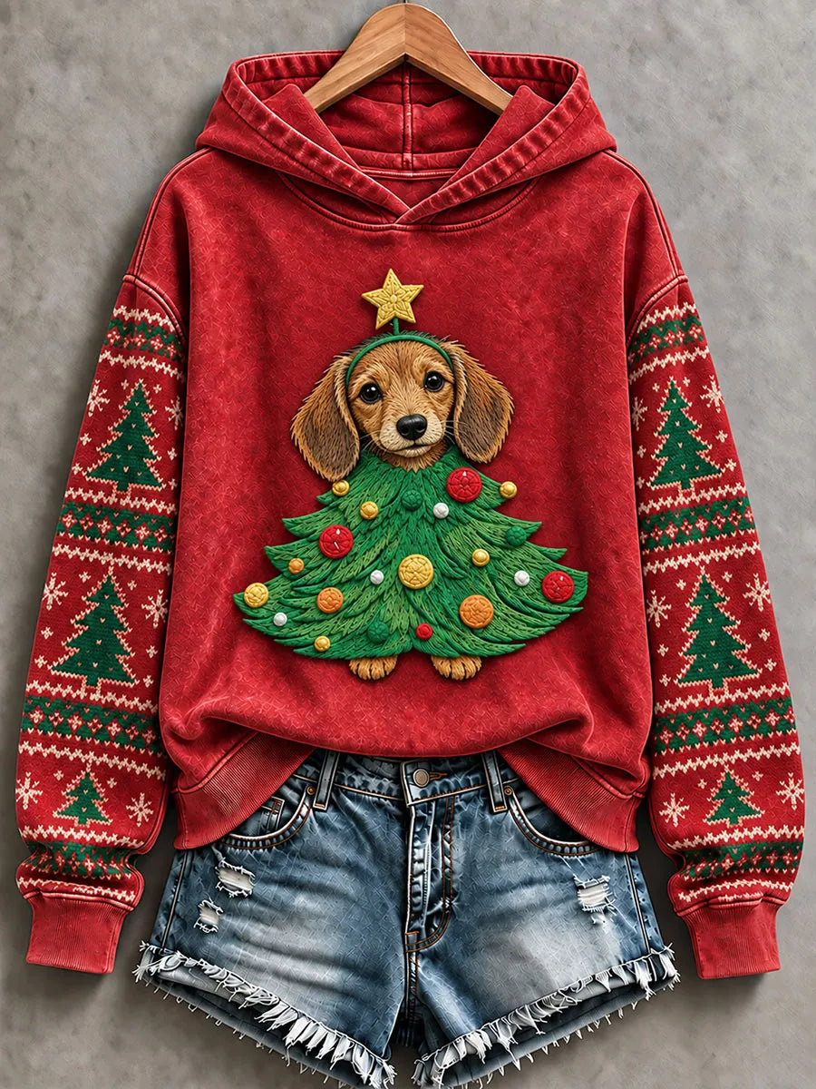 Women's Christmas Tree Dachshund Regular Sweatshirt