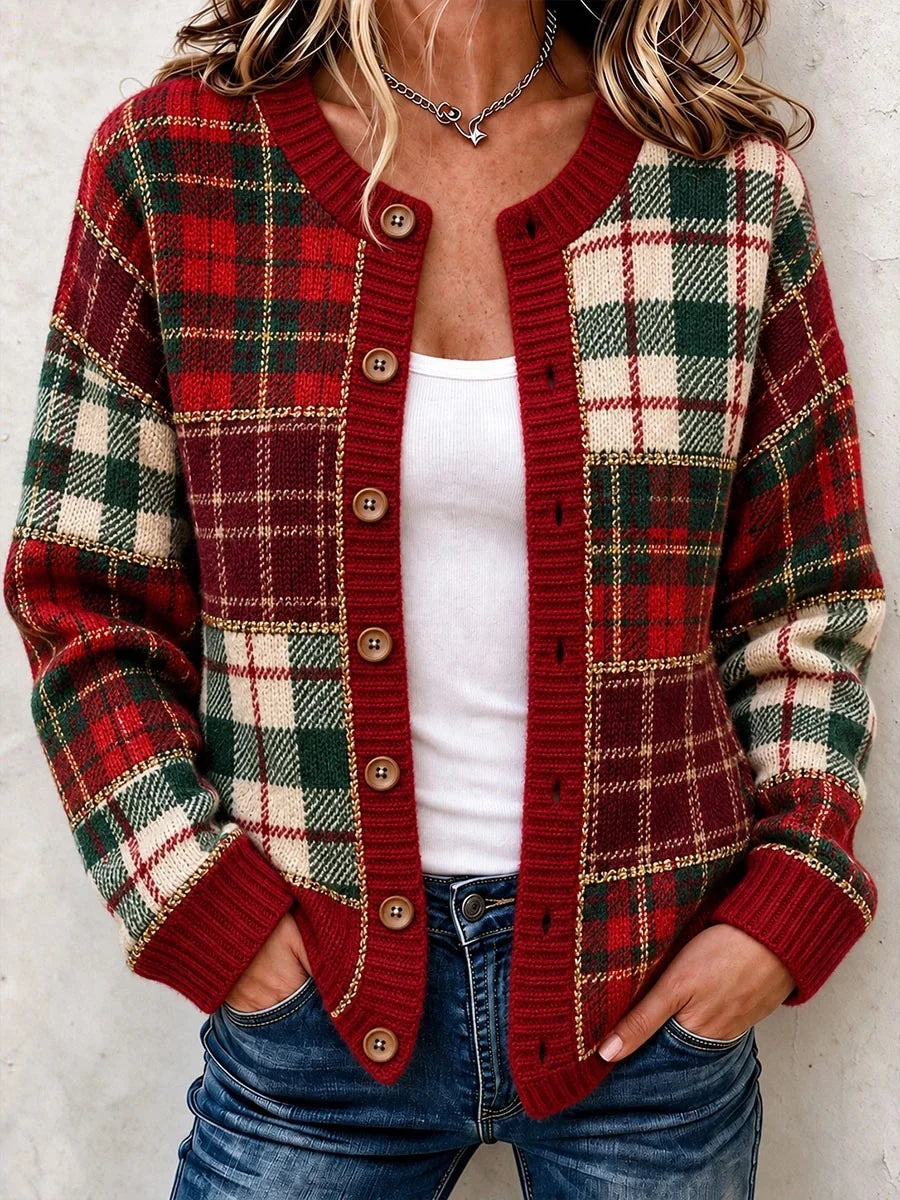 Women's Christmas Casual Printed Knit Cardigan