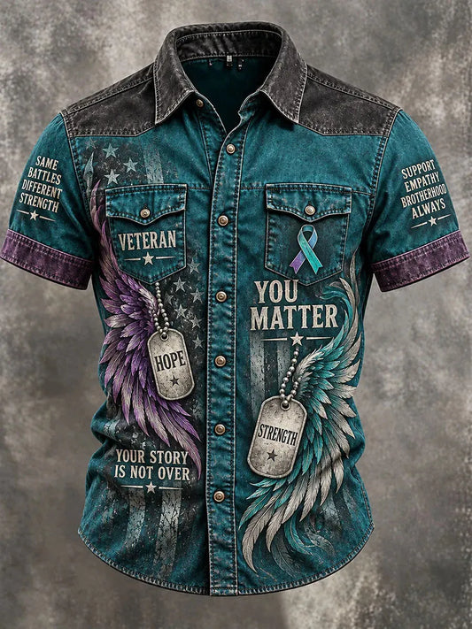 Men's US Veterans PTSD Printed Casual Shirt