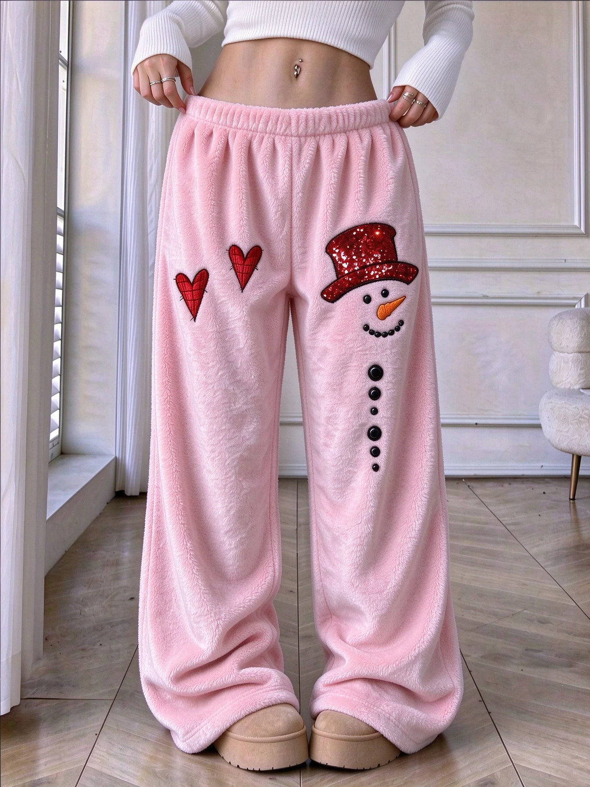 Women's Snowman-Print Flannel Pants