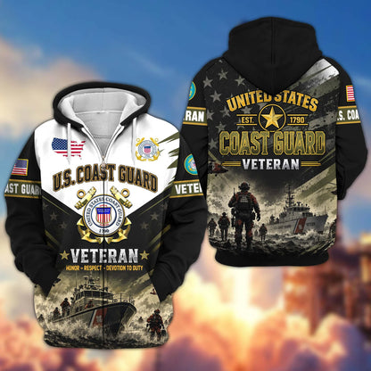 Premium US Veterans Zip Up Hoodie CPHN160912, Gifts For US Veterans, Gifts For Veterans Day.