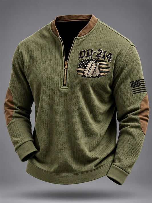Men's Veterans Day DD-214 Alumni US Flag Print Casual Sweatshirt