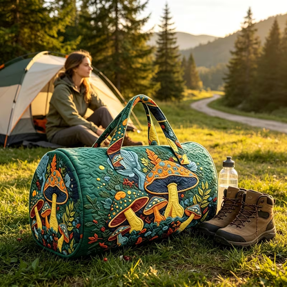 Vintage Mushroom Quilted Weekender Bag