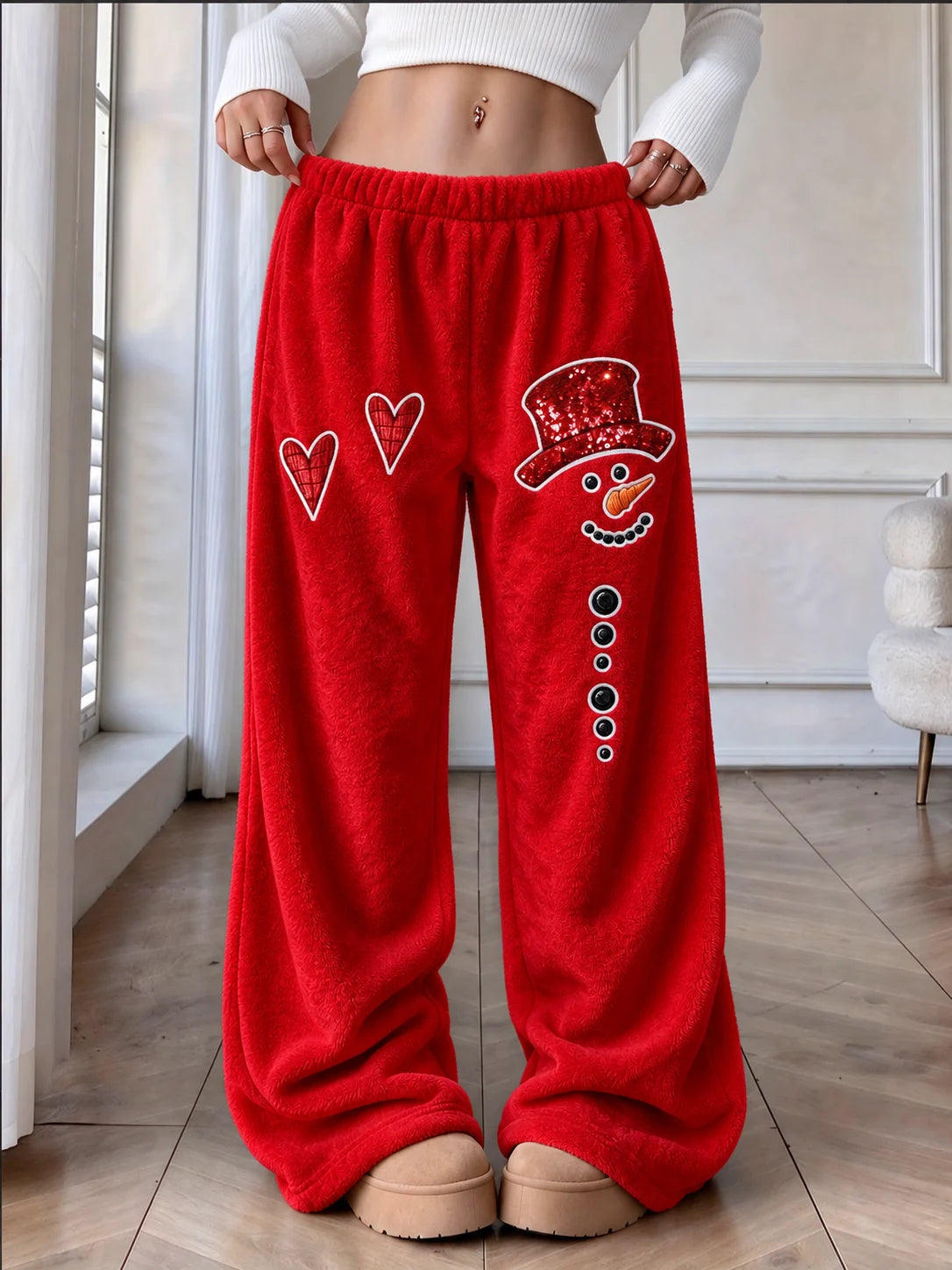 Women's Snowman-Print Flannel Pants