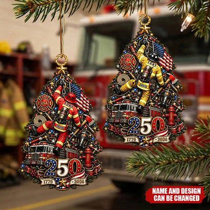 Firefighter 250th Anniversary USA Ornament - Personalized Christmas Gifts - 2
