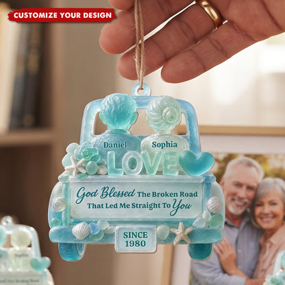 Personalized Ornament-God Blessed The Broken Road, Gift For Couples - 1