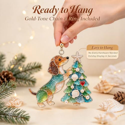 Coastal Dachshund Christmas Ornament – Sea Glass Dog Lover Decor | 2/$29.99 · 3/$39.99