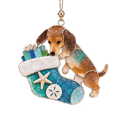 Coastal Dachshund Christmas Ornament – Sea Glass Dog Lover Decor | 2/$29.99 · 3/$39.99