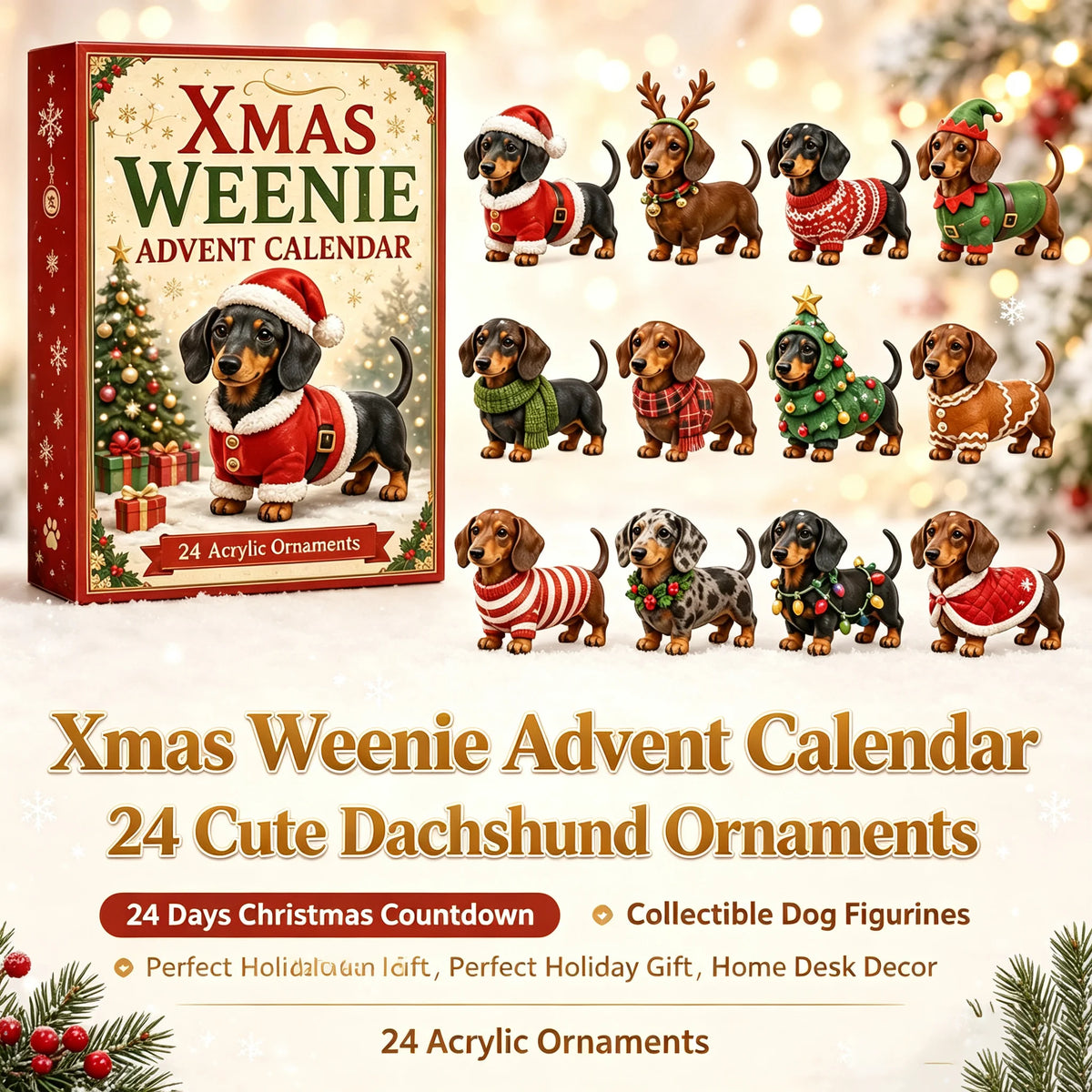 2026 Christmas Dachshund Advent Calendar Blind Box