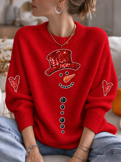Women's Christmas Print Casual Knit Top