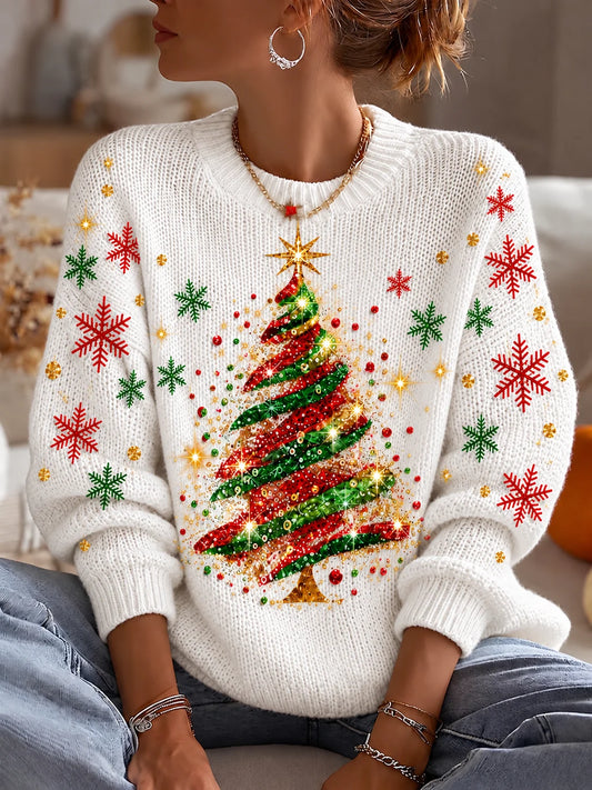 Women'S Christmas Print Crew Neck Long-Sleeve Sweatshirt