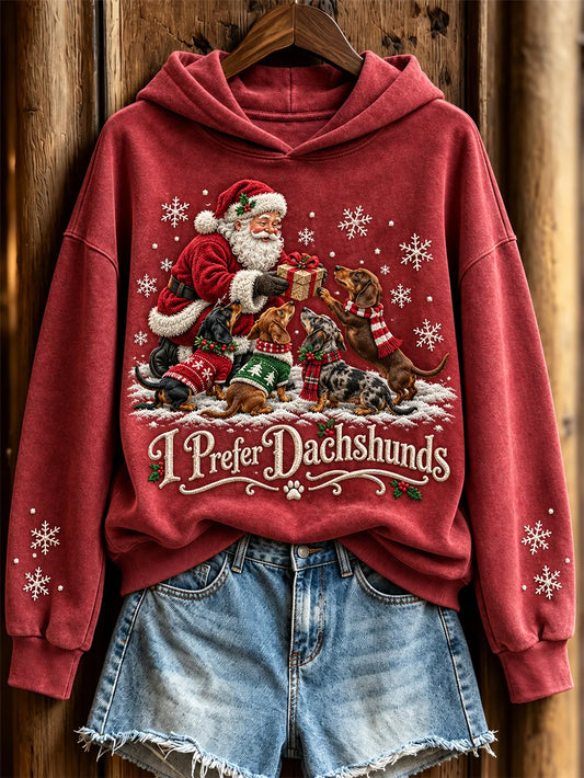Women's I Prefer Dachshunds Pattern Causal Regular Sweatshirt