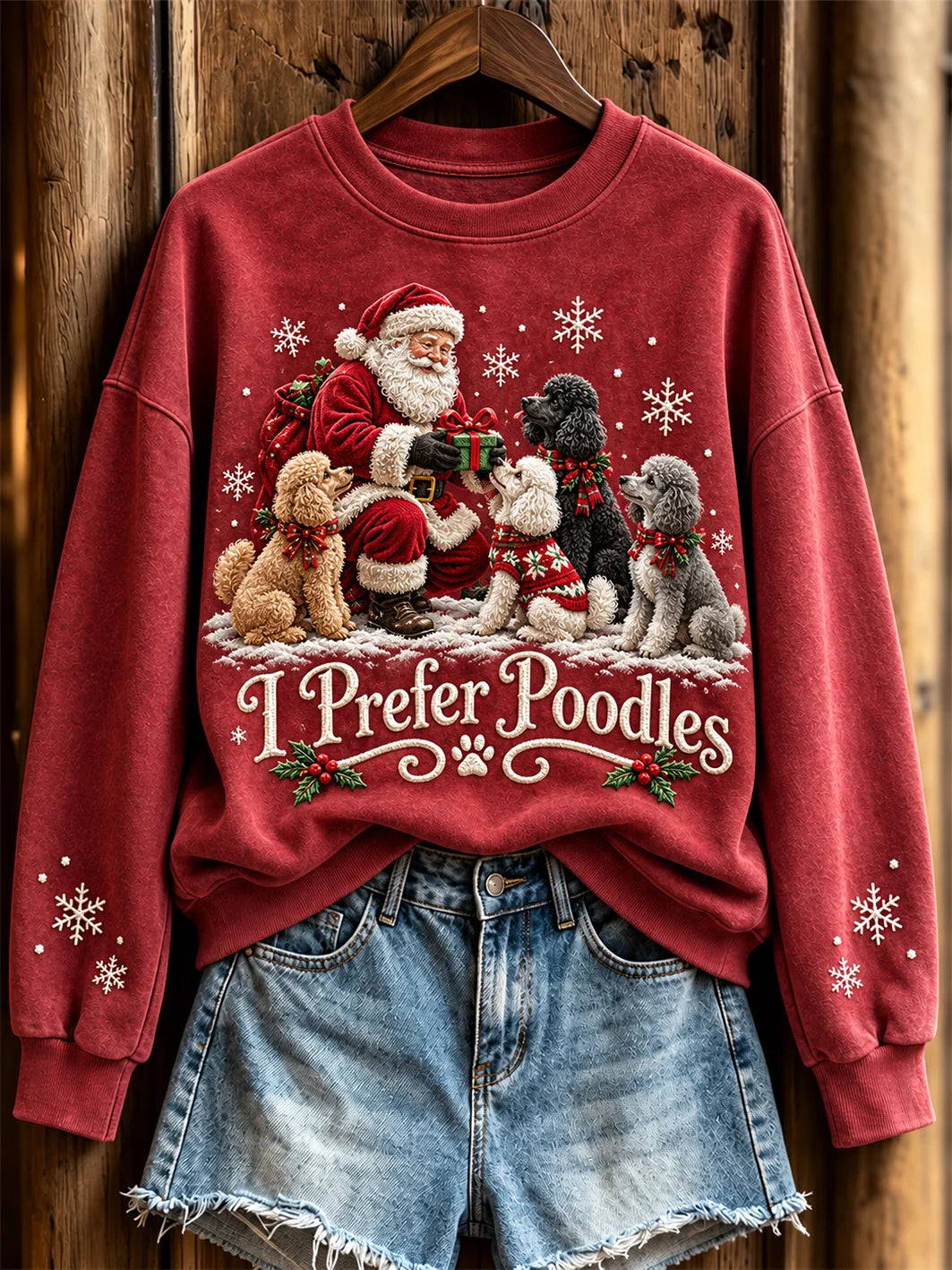 Women's I Prefer Poodles Pattern Causal Regular Sweatshirt