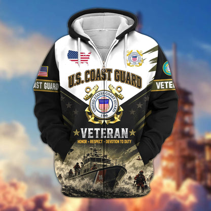 Premium US Veterans Zip Up Hoodie CPHN160912, Gifts For US Veterans, Gifts For Veterans Day.