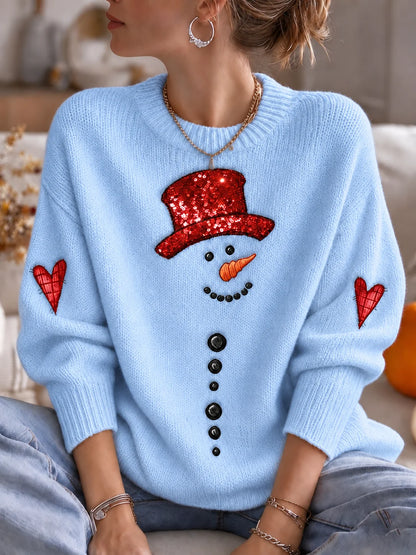 Women's Christmas Print Casual Knit Top