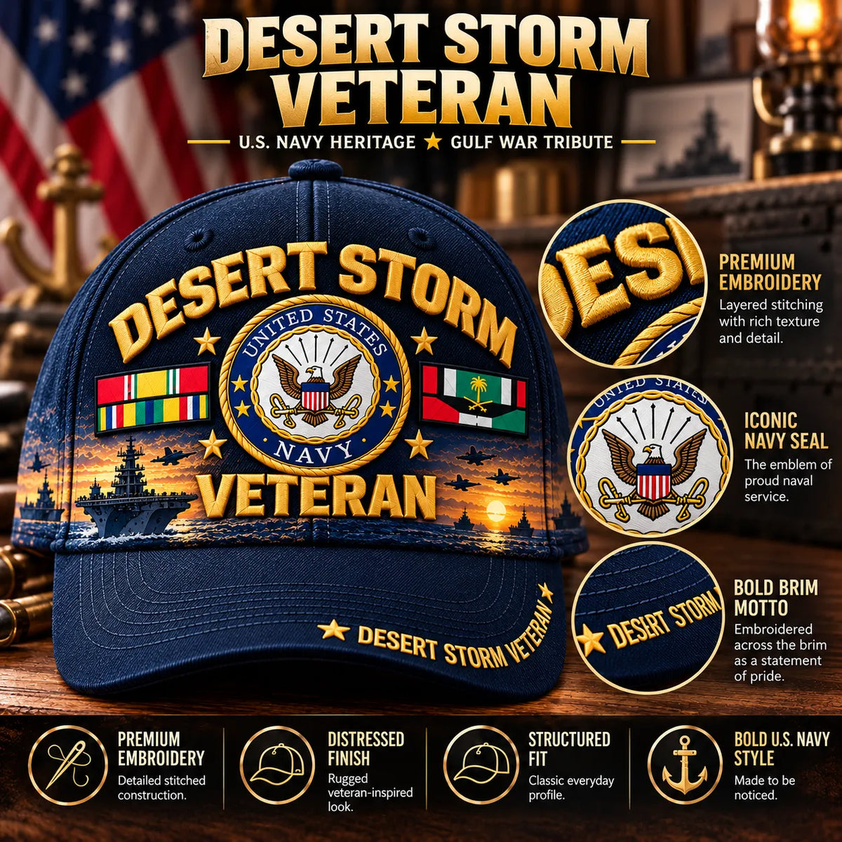 🏆Last Day Promo: 45% OFF! 🏜️Desert Storm Veteran Tribute Cap （1991–2026 -35TH ANNIVERSARY）