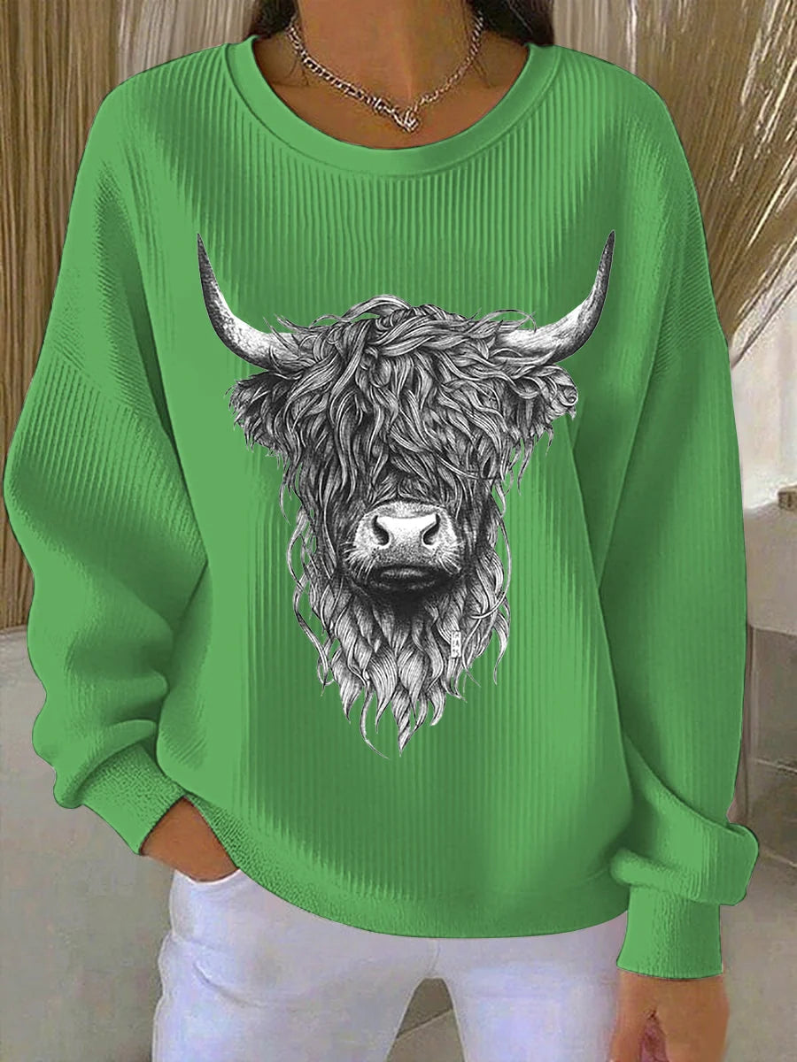 Women’s Highland Cow Printed Sweatshirt