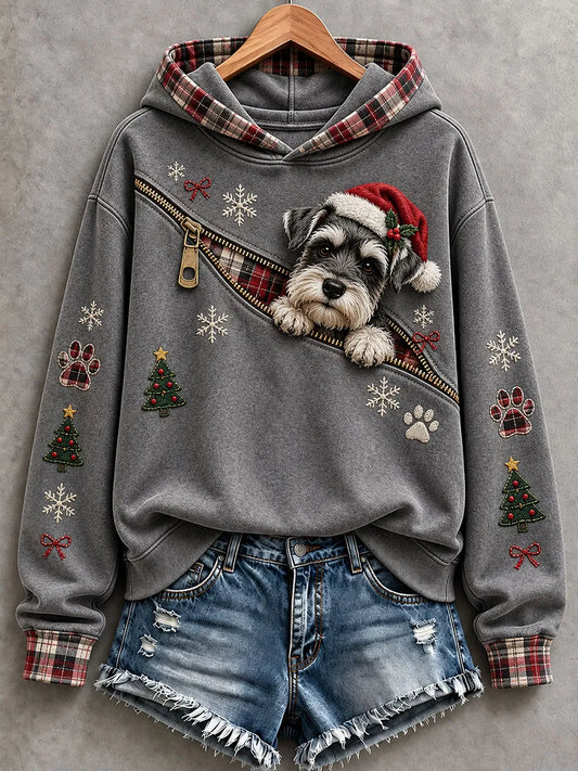 Women's Christmas Schnauzer Pattern Hoodie