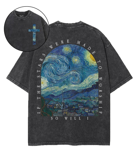 If The Stars Were Made To Worship Double Sided Unisex Washed Christian T-shirt