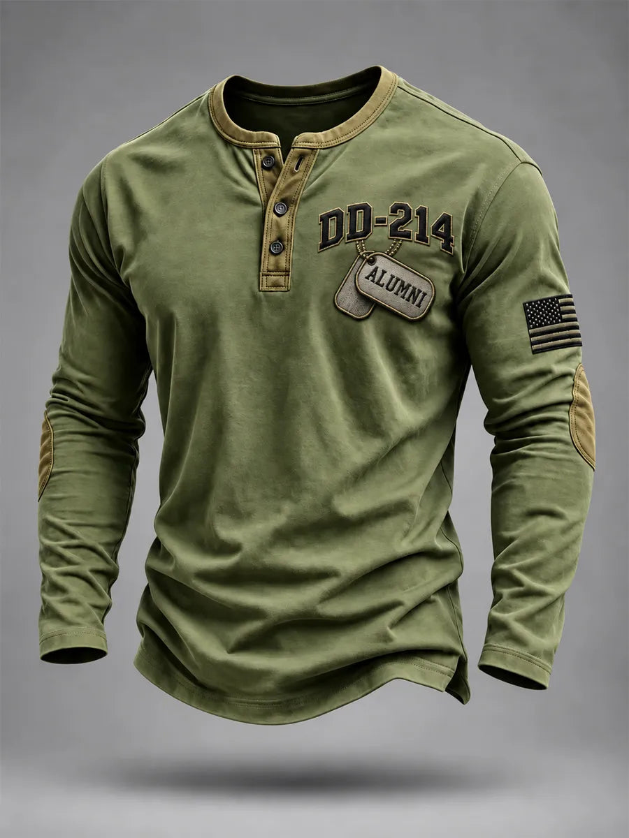 Men's Veterans Day DD-214 Alumni US Flag Print Casual Polo Sweatshirt