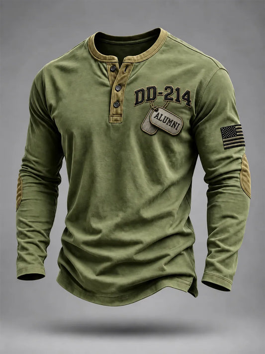Men's Veterans Day DD-214 Alumni US Flag Print Casual Polo Sweatshirt