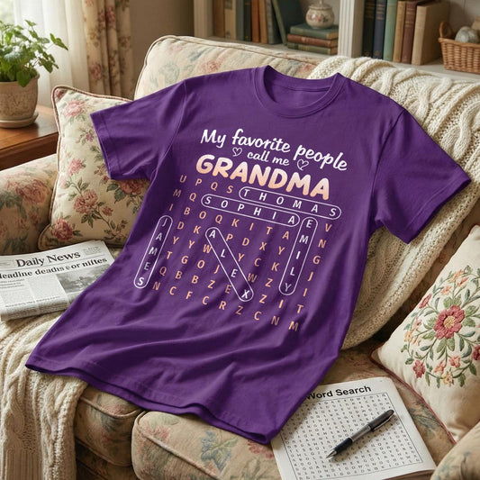 Favorite People Call Me Grandma Word Search Puzzle - Personalized Shirt - Mother's Day Gift For Grandma